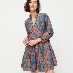 J Crew Tiered Poplin Rebecca Dress Ratti Mediterranean Paisley Print Size S NEW